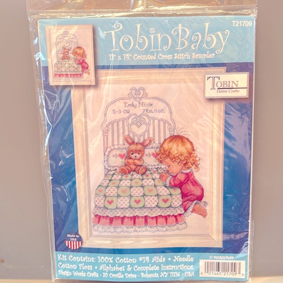 Tobin Baby 11x14 counted cross stitch with threads 100% cotton - Picture 1 of 2